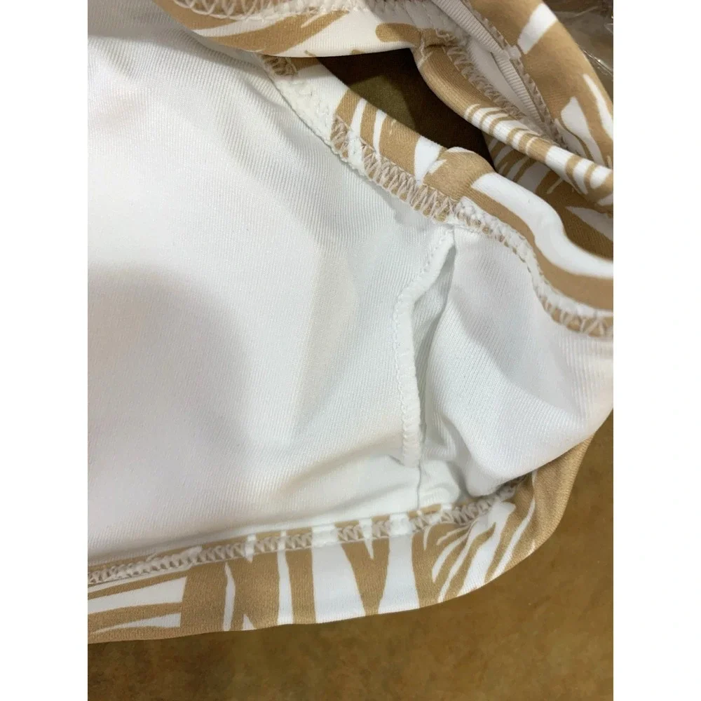 NEW Madewell Balconette Swim Bikini Top Size M‎ Tan White Tropical Print w/Pads